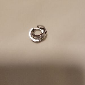 14K white gold hoop earrings with cubic zirconia.